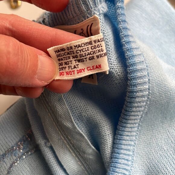 Vintage Rochelle Sweater Knit Penguin I’m Cool Zip Crewneck Blue Size Medium - Picture 10 of 10